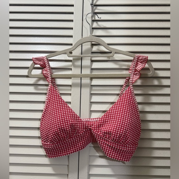 Aerie Gingham Ruffle Triangle Bikini Top - Picture 3 of 5
